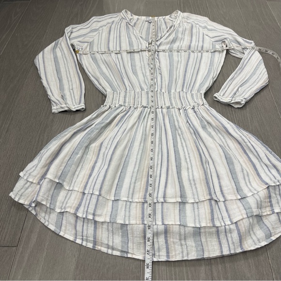 RAILS JASMINE STRIPE DRESS LONG SLEEVE LINEN BLEND IMETALLIC FIJI STRIPE REVOLVE - Picture 15 of 16